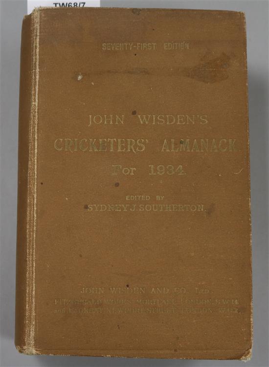 Wisden Cricketers Almanack 1920, 1922-1927, 1929-1930, 1932-1939, 1922 and 1934 original hardback, the remainder soft cover,